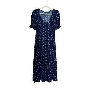 Navy and White Paisley Button-up & Other Stories Maxi Dress